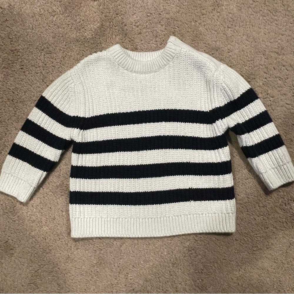 Zara - Cream and Navy Blue Striped Sweater - Toddler Size 12-18 Months